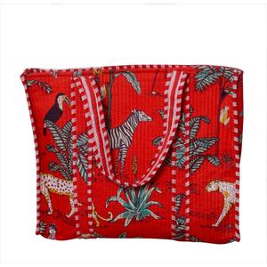 Bolso Tote de Algodón Natural Vintage Hecho a Mano para Mujer, Ecológico, Elegante, con Estampado de Bloques Sólidos, Cierre Abierto, de Alta Calidad - Product Image 6