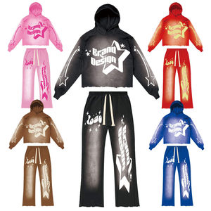 2025 logotipo personalizado nuevo diseño de alta calidad en relieve peso pesado personalizado 3D Puff estampado hombres Sudadera con capucha Streetwear chándal - Product Image 1