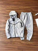 Erkek özelleştirilmiş Polyester Logo tam Zip Tech polar Hoodie kazak seti moda baskı 3 paneller eşofman erkek Sweatertech