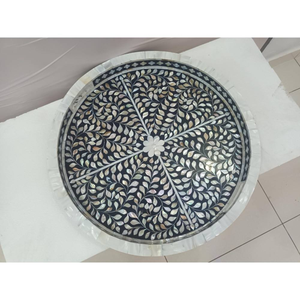 Plateau de service rectangulaire en os incrusté fait à la main à motif floral Art déco Décoration d'intérieur - Product Image 2