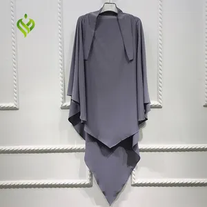 Niqab en coton Long Khimar moderne pour femmes musulmanes avec deux cordes