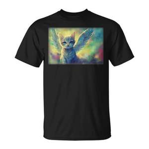 Cute Angelic <b>Cat</b> Seraphim God Winged Aura- Smile <b>Heaven</b> Premium T-Shirt Promotional T-Shirt Collection - Product Image 1