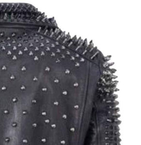 Trending Fashion Men's Black Leather <b>Jacket</b> with Long Spike Rocker <b>Punk</b> Style Studded Men's Leather <b>Jacket</b> for Bikers and Racers - Product Image 5