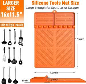 Silicone Grill Mat Compatible with Blackstone, <b>BBQ</b> Griddle <b>Tools</b> Mat with Drip Pad, Spatula Mat for Outdoor Kitchen Counter - Product Image 2