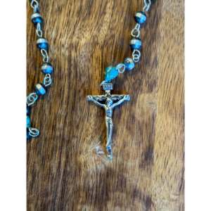 Collier chapelet Navajo en turquoise Sonora et argent sterling, perles, design croix bohème vintage - Product Image 5