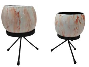 Jardinière en fer vintage à fleurs avec support trépied en métal, pot de fleurs décoratif d'intérieur et d'extérieur, lot de 2 - Product Image 5