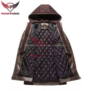 Nouveau design de veste en cuir de moto pour hommes de qualité supérieure avec beau sweat à capuche et fermeture à glissière veste en cuir de bombardier - Product Image 3