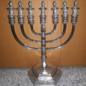 Decorative Style Brass Menorah Candle Holder Jewish Hanukkah <b>Lamp</b> Candle Stand Religious Home Decor - Product Image 1