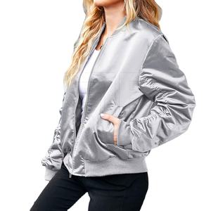 Blouson aviateur pour femme, logo personnalisé, OEM, tendance, coupe-vent léger, fermeture éclair, vêtement décontracté, fabricant en gros - Product Image 1