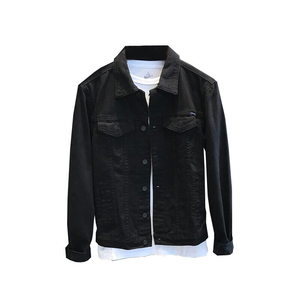 Chaqueta Vaquera para Hombre Hecha en Pakistán, Detalle de Botones Personalizable, Color Sólido, Corte Ajustado, Transpirable, Poliéster/Algodón, Estilo Hip Hop Casual - Product Image 4