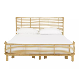 Cadre de lit en rotin naturel et bois - Product Image 3