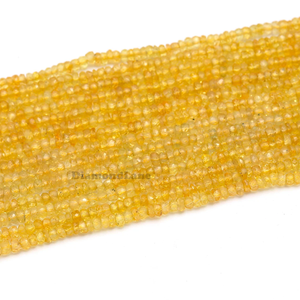 Perles en vrac de saphir jaune naturel de qualité AAA 100% brins de rondelle à facettes de 2 à 3 mm pour la fabrication de bijoux - Product Image 1