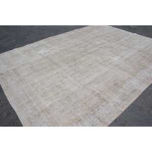 Tapis vintage, tapis turc 9,1x12 pieds, tapis en laine blanc patchwork - Product Image 3