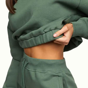 Hot Custom Casual Solid <b>Drop</b> Shoulder Fashionable Workout Breathable Eco-Friendly Elasticated Waist Sexy Pullover Hoodie - Product Image 4