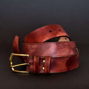 Antique Steel Buckle Cow Hide Leather <b>Belt</b> Men's Vintage Style Handicrafts Fashion Custom Length Classic - Product Image 4