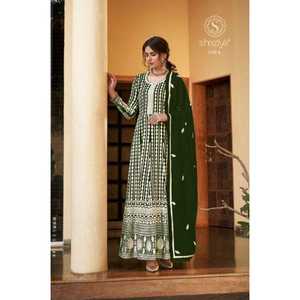 Último diseñador Heavy Faux Georgette Salwar Kameez Secuencia Bordado Trabajo Estilo moderno Traje para adultos TrendySupplier India - Product Image 1