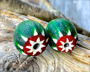 Cuentas de cristal de Murano mate de seis capas de alta calidad, diseño de Chevron de sandía grande, suministro al por mayor a granel para joyería - Product Image 2