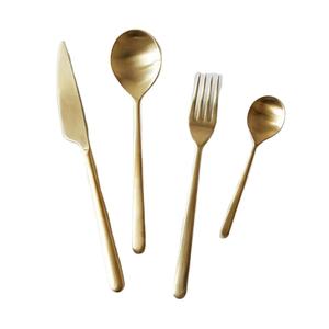 Juego de Cubiertos de Lujo Reutilizables con Logotipo, Cubiertos Chapados en Oro con Mango Redondo de Resina de Diseño, Increíble Juego de Cuchara y Tenedor - Product Image 1