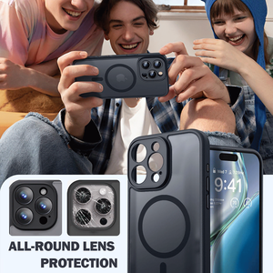 Coque de téléphone portable magnétique en TPU et PC pour Apple iPhone 16 Pro, design givré, trous fins, antichoc, dissipation thermique - Product Image 2