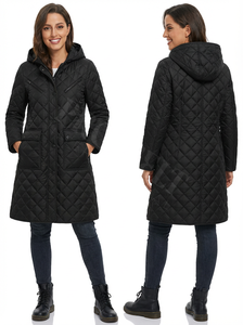 Manteaux longs matelassés légers de style streetwear à capuche, chauds pour l'hiver, rembourrés, boutonnés devant, décontractés, pour l'extérieur, grandes tailles - Product Image 3