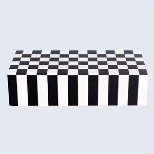 Joyero de lujo en caja de incrustaciones de resina de mármol hecha a mano blanco negro y muchos colores caja de incrustaciones de hueso de perla propósito de regalo - Product Image 1