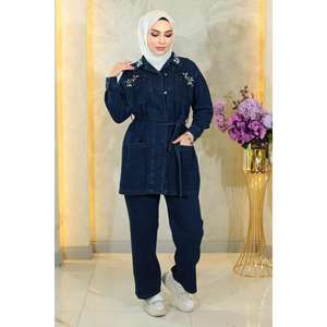 Conjunto Casual de 2 Piezas TakmStone, Shorts de Mezclilla con Cinturón Detallado, Largo Midi por Encima de la Rodilla, 100% Algodón, Cuello Redondo - Product Image 6