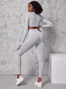 Ensemble de yoga sans couture pour femmes, vêtements de fitness hautement élastiques, soutien-gorge de sport et leggings respirants, ensemble de vêtements de sport pour la salle de sport - Product Image 3