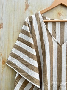 ชุดเดรสคาฟตันผ้าฝ้ายสีเบจสีขาวลายทางผ้าคอตตอนชุดเดรสคาฟตันชุดเดรสยาวชุดเดรสคาฟตันสำหรับเป็นของขวัญ - Product Image 2