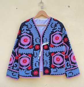 เสื้อเบลเซอร์ผ้าคอตตอนสไตล์วินเทจของผู้หญิงเสื้อแจ็กเก็ตยาวขนสั้นเย็บด้วยมือขนาดฟรีไซส์ - Product Image 2