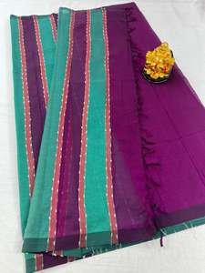 Saris en tissu brocart de coton tissé à la main sur mesure, tricot, résistant à l'abrasion, lourd, écologique, offrant un confort - Product Image 4