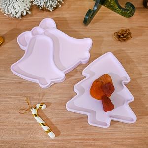 Plateau de noël bricolage tasse tapis <span class=keywords><strong>plat</strong></span> assiette Silicone moule gypse résine noël wapiti écureuil pin <span class=keywords><strong>cloche</strong></span> fruits assiette plateau gâteau outils - Product Image 6