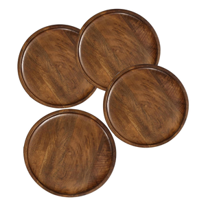 Plateau de service en bois d'acacia écologique de qualité alimentaire, fait à la main, ensemble de plateaux, assiettes à apéritif pour la maison, restaurant, décoration de salle à manger - Product Image 5