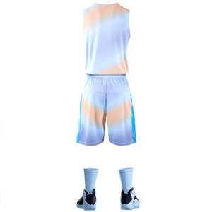 El mejor diseño, venta al por mayor, uniforme de baloncesto de media manga, conjuntos de uniformes de baloncesto de sublimación cómodos, uniformes de baloncesto - Product Image 6