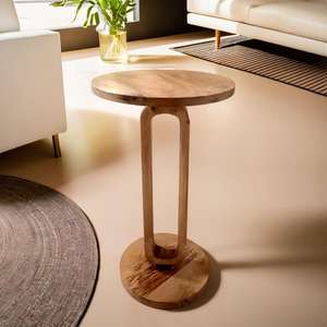 Table d'extrémité en bois rétro de style moderne fait à la main - Product Image 2