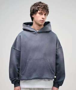Más de moda nueva adición 2025 hombres algodón pesado grueso de gran tamaño gota hombro sudadera Boxy Fit algodón sudaderas con capucha para hombres - Product Image 3