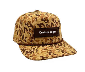 Sombreros de camuflaje Logotipo personalizado Productos al por mayor Gorra de béisbol al aire libre Gorras de alta calidad de 5 paneles Gorra deportiva con gorra de béisbol de cuerda - Product Image 1