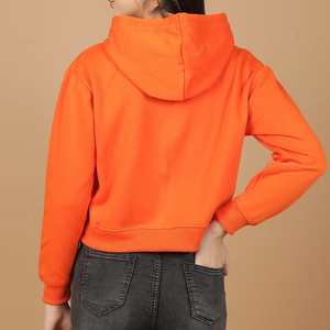 Haute qualité personnalisé recadrée pull à capuche pour les femmes à manches longues haut court Streetwear sportif respirant blanc sweats à capuche hiver - Product Image 4