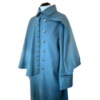 États-Unis Modèle de manche longue 1851 pour soldat, grand manteau en laine de jersey bleu ciel avec col montant et cape longue jusqu'aux coudes