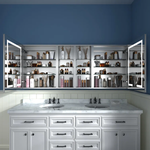 Meuble-lavabo de salle de bain Prima Modern Custom en contreplaqué <span class=keywords><strong>massif</strong></span> chêne blanc érable avec double vasque et comptoir en marbre quartz pour hôtel - Product Image 4