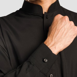 Dyniq Black <b>Thobe</b> with Long Sleeves Made From Cotton - Product Image 6