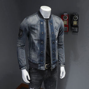 Chaqueta Vaquera Azul Informal para Hombre, Estilo Único y a la Moda, Chaqueta de Piloto Informal, Abrigo Vaquero para Motocicleta - Product Image 6
