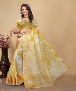 Banarasi Saree en soie avec broderie pour mariée femme prêt à porter bas prix - Product Image 1