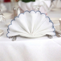 Serviette de table élégante en coton bleu cendré avec bord festonné pour dîner, mariage, restaurant – Serviette de table en coton bleu cendré de qualité supérieure