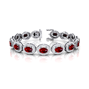 สร้อยข้อมือทับทิมบริสุทธิ์14K ทรงรีตัดด้วยเพชรสีแดงประดับเพชรด้านข้างสร้อยข้อมือทับทิมทำมือราคาโรงงานขายส่ง - Product Image 4