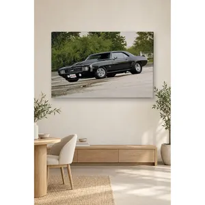 Impression sur toile Fida Black Classic Camaro in Front of Trees - Product Image 2