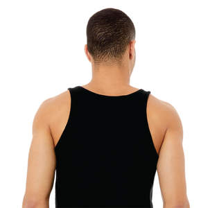 Airlume-Camiseta sin mangas de algodón para hombre y mujer, camiseta sin mangas de color negro con diseño de anillo y peinado, 32 onzas, 100% - Product Image 6