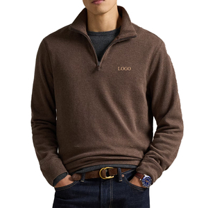 Service OEM – Pull en coton tricoté léger pour homme, finition brossée douce, col quart-zip côtelé, personnalisable pour le printemps - Product Image 1