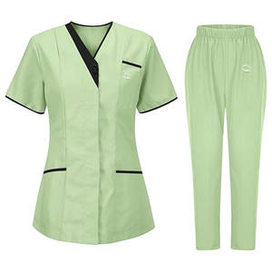 Uniformes hospitaliers respirants les plus vendus gommages médicaux décontractés pour femmes ensembles d'uniformes de gommage d'allaitement à manches courtes avec broderie personnalisée - Product Image 1