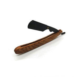 Logo OEM Rasoir droit à manche en bois pour barbe de barbier Rasage personnalisé Vente en gros à bas prix - Product Image 1