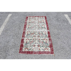 Vintage turco clásico rojo blanco Patchwork diseño alfombra 2,8 X 5,4ft lana Material látex respaldo Tabriz adolescentes estilo gran área conjunto - Product Image 1